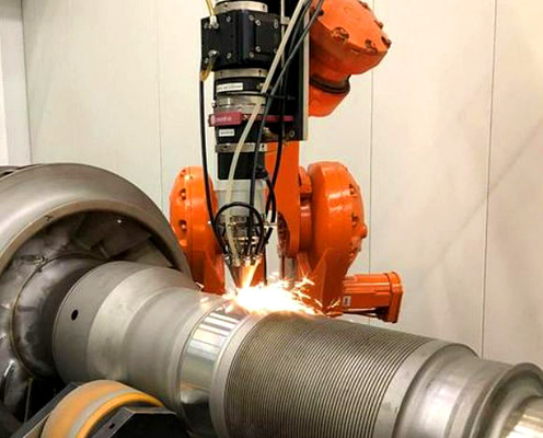 Sistema de máquina de revestimento a laser robótico para reparação de turbinas