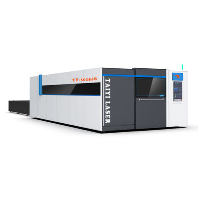 Máquina de corte a laser de fibra de alta velocidade com mesa de troca e fechada e