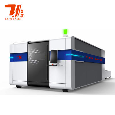 Máquina de corte a laser de fibra de alta velocidade com mesa de troca e fechada e